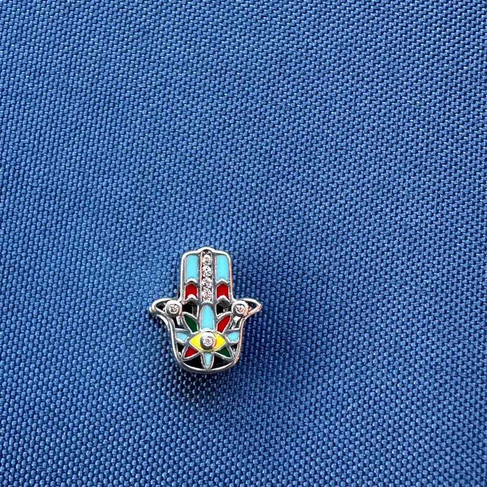 925 Italy Sterling Silver and Multicolor Hamsa Charm For Pandora - Picture 4 of 6